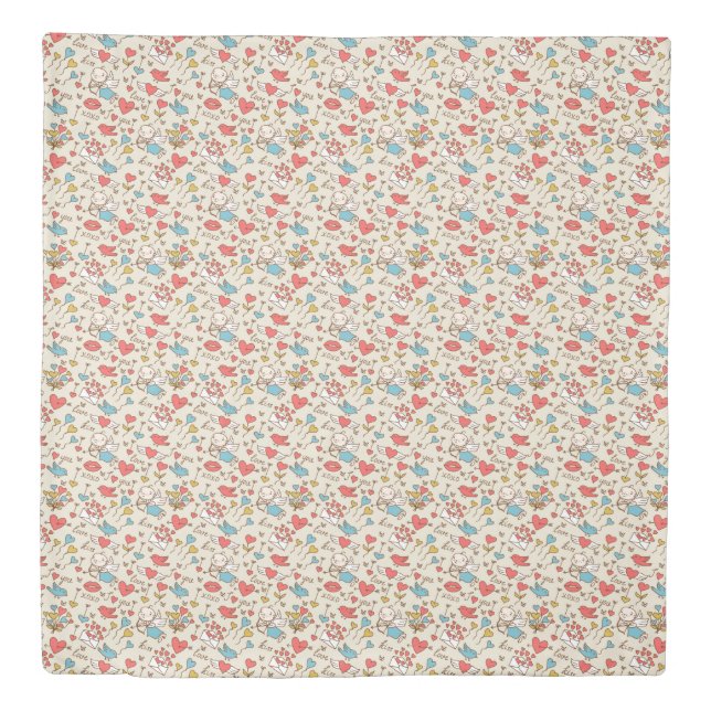 Valentine's Day Pattern with Cupid Duvet Cover (Front)