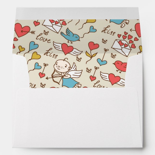 Valentine's Day Pattern with Cupid Envelope (Back (Bottom))