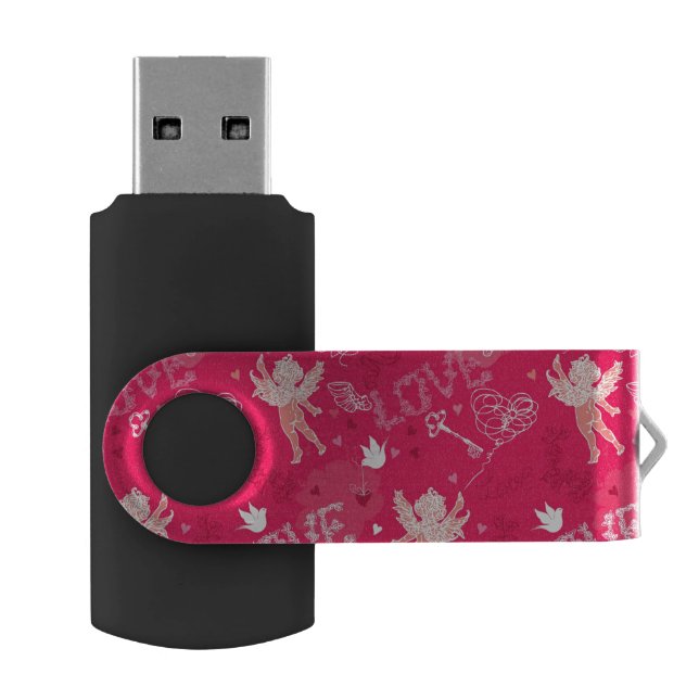 Valentine's Day  Pattern With Cupid Flash Drive (Opened)