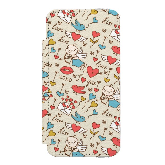 Valentine's Day Pattern with Cupid Incipio iPhone Wallet Case (Folio Front)