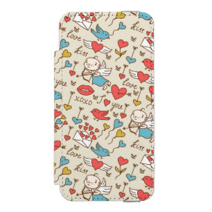Valentine's Day Pattern with Cupid iPhone SE/5/5s Wallet Case