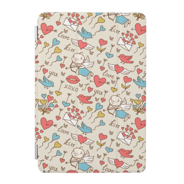 Valentine's Day Pattern with Cupid iPad Mini Cover (Front)