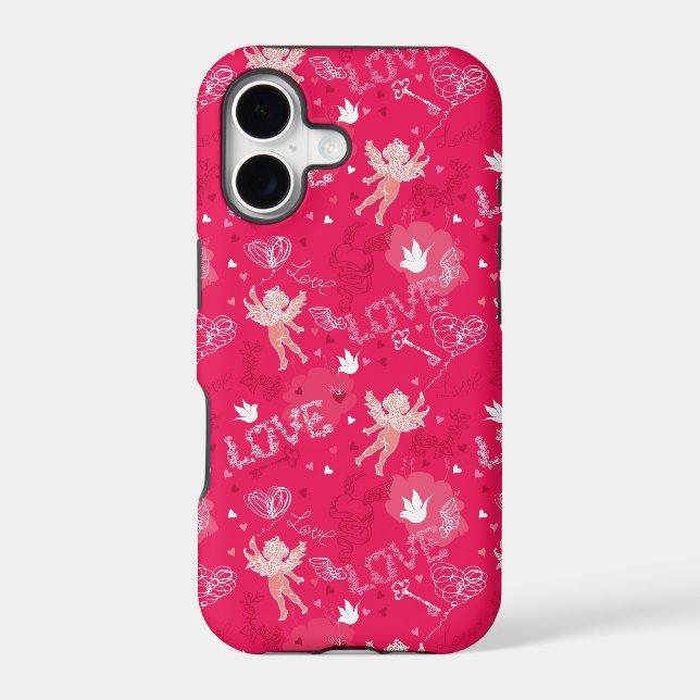Valentine's Day  Pattern With Cupid Iphone Case (Back)