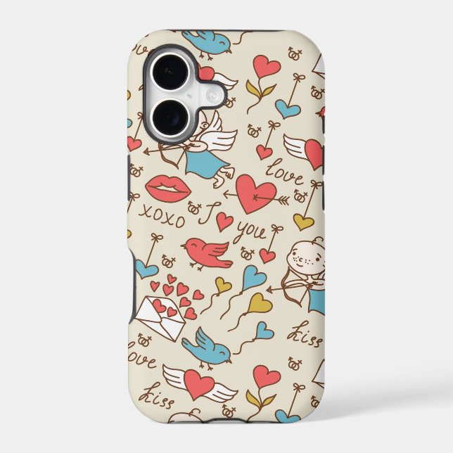 Valentine's Day Pattern with Cupid Iphone Case (Back)