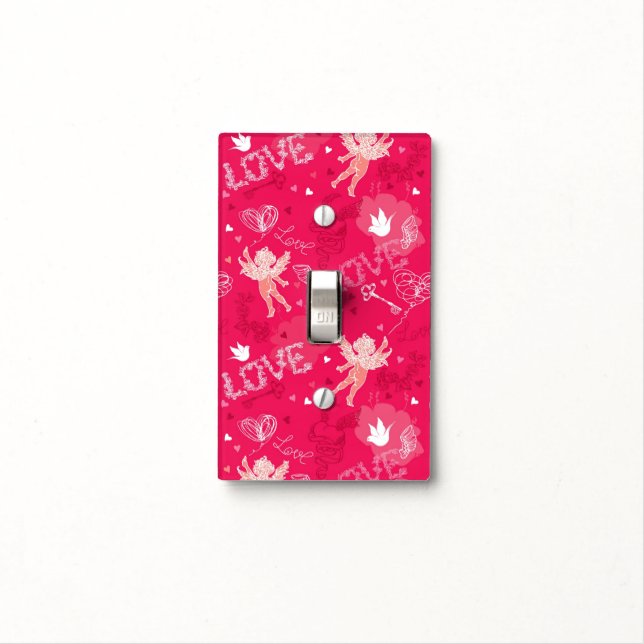 Valentine's Day  Pattern With Cupid Light Switch Cover (In Situ)