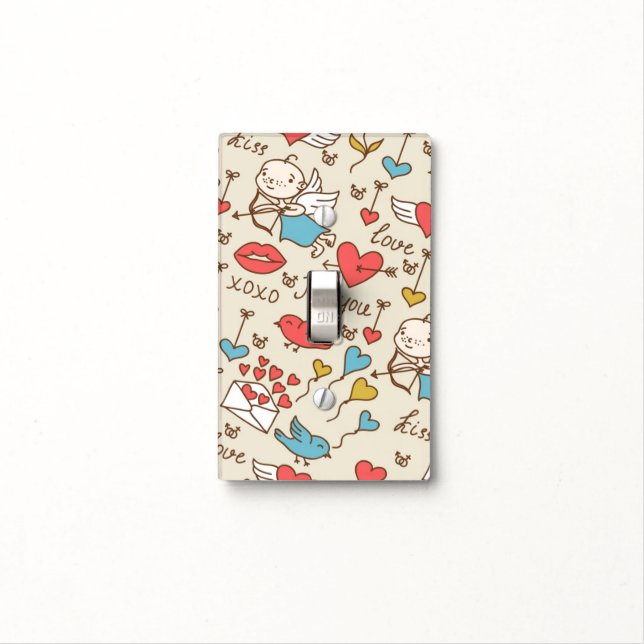 Valentine's Day Pattern with Cupid Light Switch Cover (In Situ)