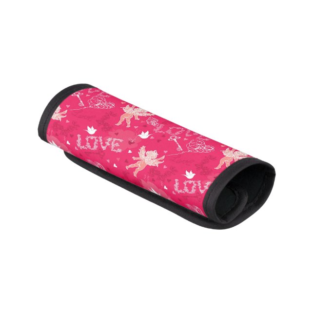 Valentine's Day  Pattern With Cupid Luggage Handle Wrap (Angled)