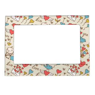 Valentine's Day Pattern with Cupid Magnetic Frame