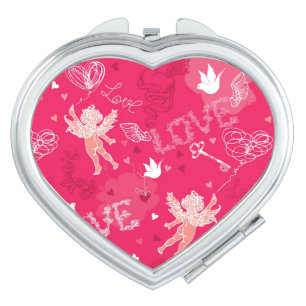Valentine's Day  Pattern With Cupid Makeup Mirror