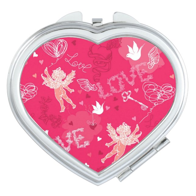 Valentine's Day  Pattern With Cupid Makeup Mirror (Front)