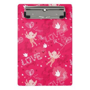 Valentine's Day  Pattern With Cupid Mini Clipboard