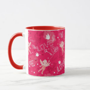 Valentine's Day  Pattern With Cupid Mug
