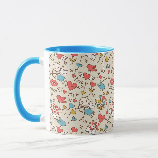 Valentine's Day Pattern with Cupid Mug (Left)