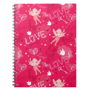 Valentine's Day Pattern With Cupid Notebook
