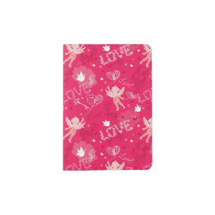 Valentine's Day Pattern With Cupid Passport Holder
