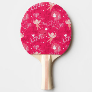 Valentine's Day Pattern With Cupid Ping Pong Paddle