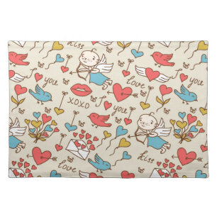 Valentine's Day Pattern with Cupid Placemat