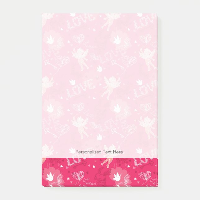 Valentine's Day  Pattern With Cupid Post-it Notes (Front)