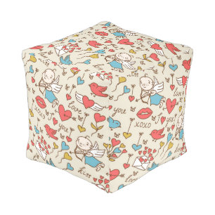 Valentine's Day Pattern with Cupid Pouf