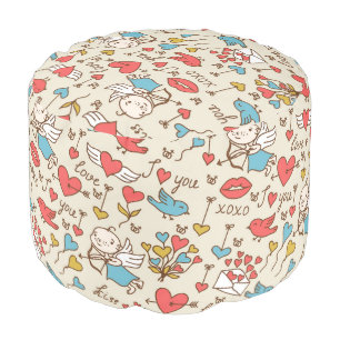 Valentine's Day Pattern with Cupid Pouf