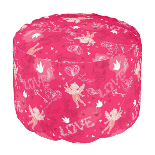 Valentine's Day Pattern With Cupid Pouf