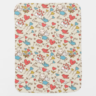 Valentine's Day Pattern with Cupid Receiving Blanket