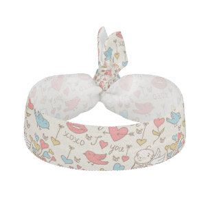 Valentine's Day Pattern with Cupid Ribbon Hair Tie