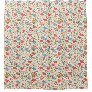 Valentine's Day Pattern with Cupid Shower Curtain