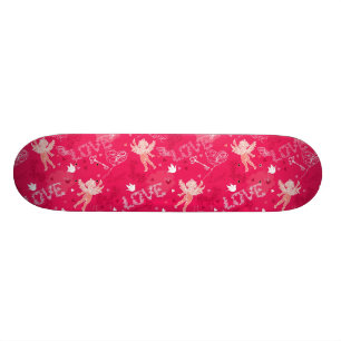 Valentine's Day  Pattern With Cupid Skateboard Deck