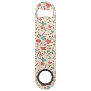 Valentine's Day Pattern with Cupid Speed Bottle Opener