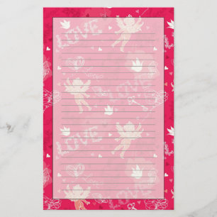 Valentine's Day Pattern With Cupid Stationery