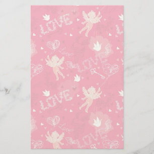 Valentine's Day Pattern With Cupid Stationery