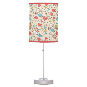 Valentine's Day Pattern with Cupid Table Lamp