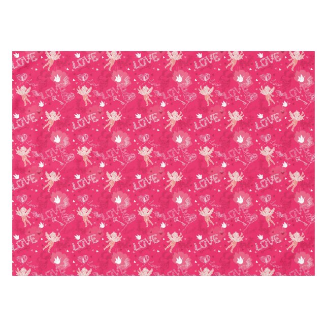 Valentine's Day  Pattern With Cupid Tablecloth (Front (Horizontal))