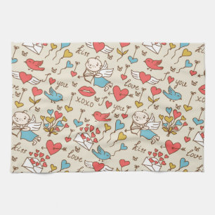 Valentine's Day Pattern with Cupid Towel