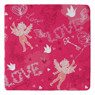 Valentine's Day Pattern With Cupid Trivet