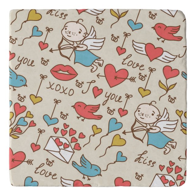 Valentine's Day Pattern with Cupid Trivet (Front)