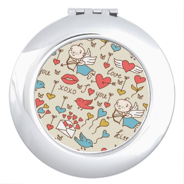 Valentine's Day Pattern with Cupid Vanity Mirror (Front)
