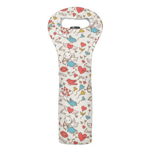 Valentine's Day Pattern with Cupid Wine Bag