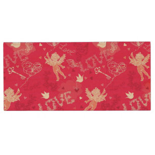 Valentine's Day Pattern With Cupid Wood Flash Drive