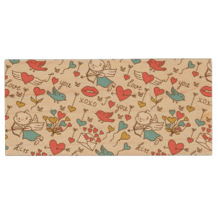 Valentine's Day Pattern with Cupid Wood Flash Drive