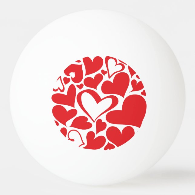 Valentine's Day pattern with red hearts Ping-Pong Ball (Front)