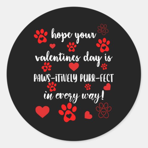 Valentines Day Paws Heart Dog Lover Classic Round Sticker