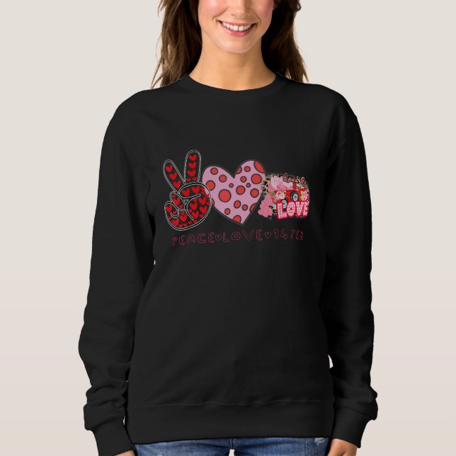 Valentine's Day Peace Sign Love 60's 70's Hippie Sweatshirt (Front)