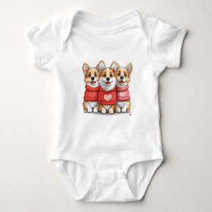 Valentines Day Pembroke Welsh Corgi Dogs Baby Bodysuit