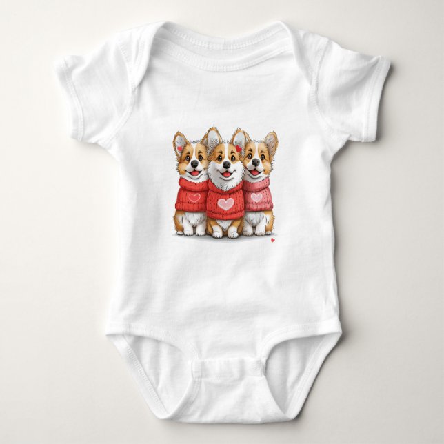 Valentines Day Pembroke Welsh Corgi Dogs Baby Bodysuit (Front)