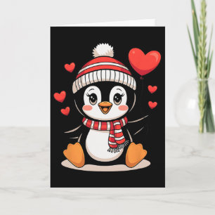 Valentine's Day Penguin Heart Balloon Cute Card