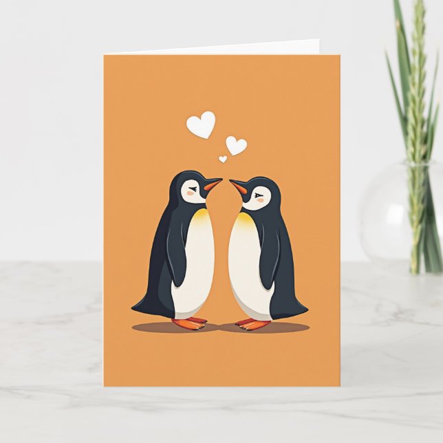 Valentines Day Penguin Love Card (Front)