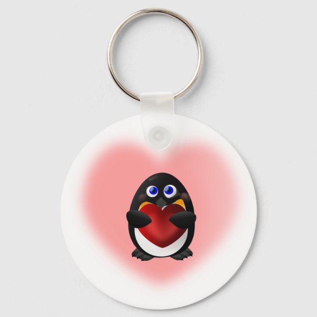 Valentine's Day Penguin with Heart Keychain (Front)
