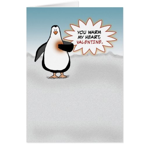 Valentine's Day: Penguin With Warm Heart Card | Zazzle